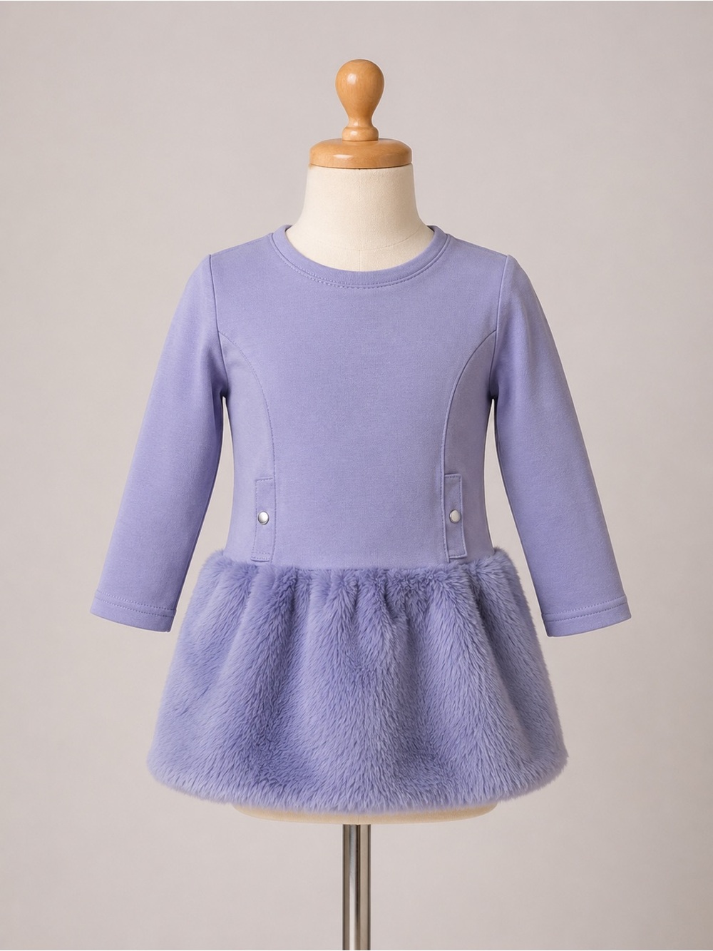 Janie and Jack Toddler Girls Lavender Faux Fur Dress Size 2 Winter Holiday